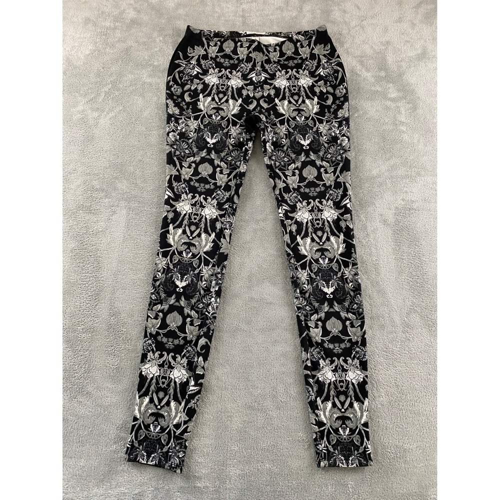 Bisou Bisou Michele Bohbot Womens Black White Damask Floral Leggings Size S Slim